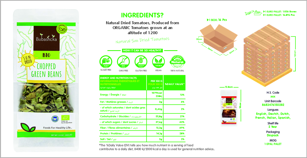 BIO Sun Dried Chopped Green Beans